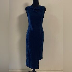 Free People dress women’s size Medium Navy Asymmetrical hem Cowl neck dress